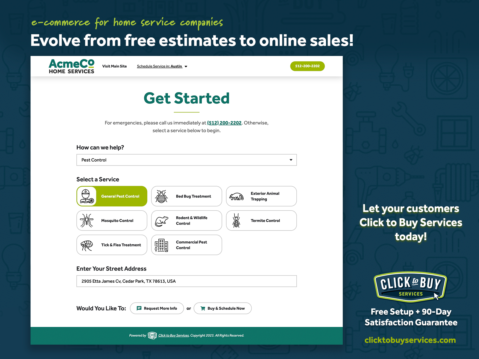 screenshot of Click to Buy Services
